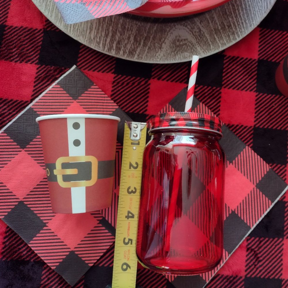 Children's Party set of 4 plates, 4 jar glasses, paper straws. So cute!